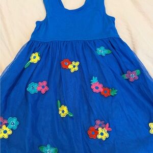 Hanna Andersson Vibrant Blue Dress with Floral Accents